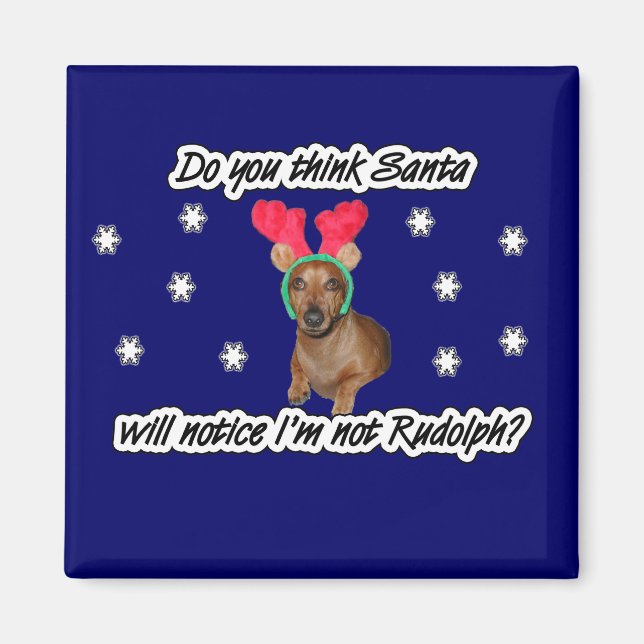 Dachshund Reindeer Magnet (Framsidan)