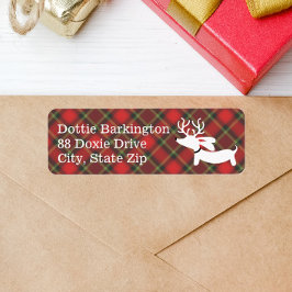 Dachshund Reindeer Plade Julens Adressetiketter Returadress Etikett