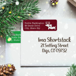 Dachshund Reindeer Red-julen Adressetiketters Returadress Etikett