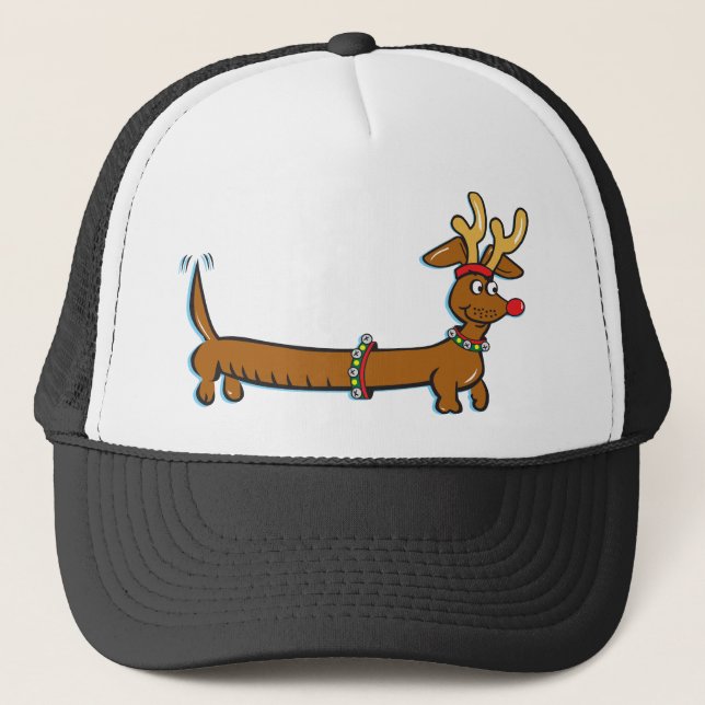 Dachshund Reindeer Truckerkeps (Framsida)