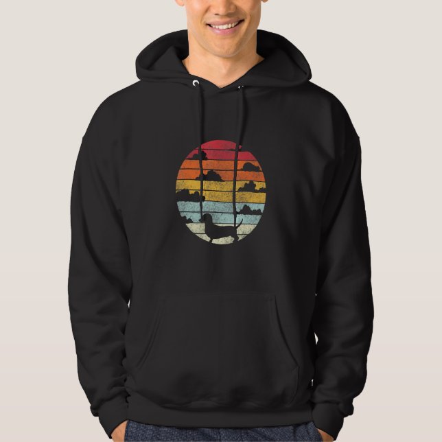 Dachshund Retro Stil Hoodie (Framsida)