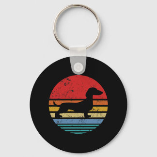 Dachshund Retro Sunset Hund Daschund Classic Nyckelring