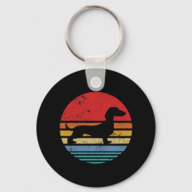 Dachshund Retro Sunset Hund Daschund Classic Nyckelring (Framsida)