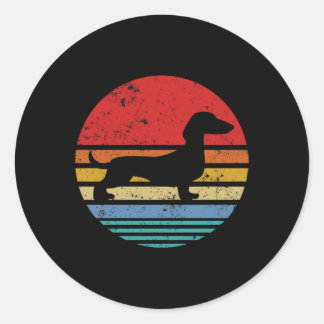 Dachshund Retro Sunset Hund Daschund Runt Klistermärke