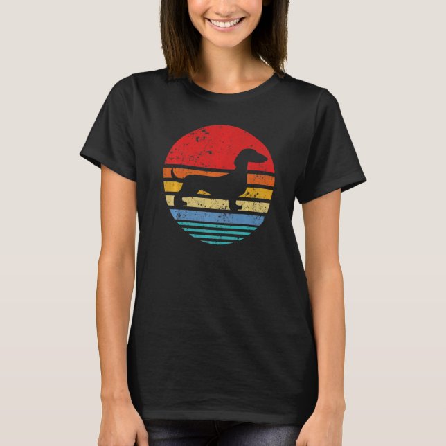 Dachshund Retro Sunset Hund Daschund T Shirt (Framsida)