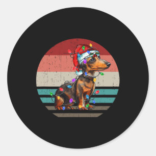 Dachshund Retro Vintage God jul Julafton Weine Runt Klistermärke