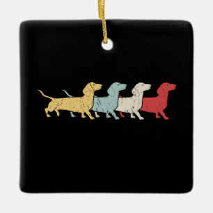 Dachshund Retro Vintage Julgransprydnad Keramik