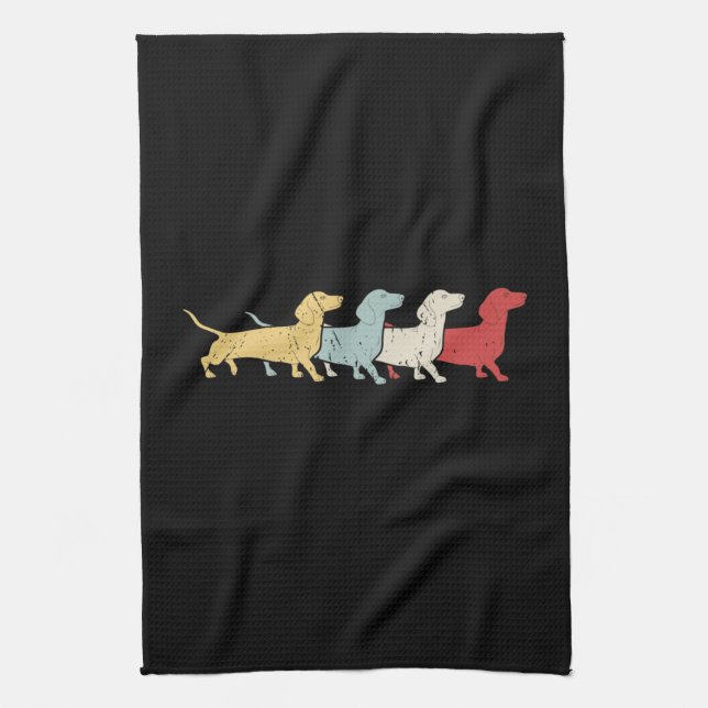 Dachshund Retro-Vintage Kökshandduk (Vertikal)