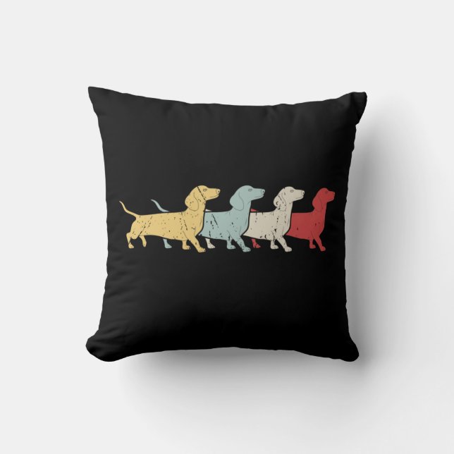 Dachshund Retro Vintage Kudde (Framsida)