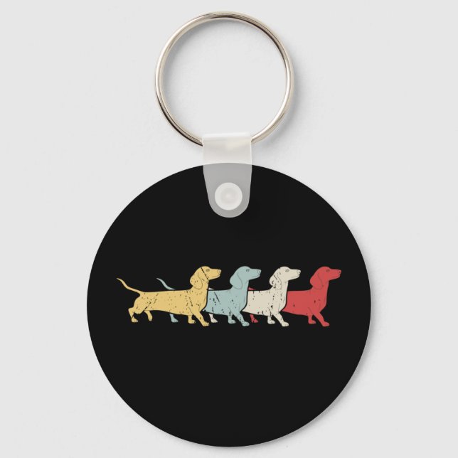 Dachshund Retro Vintage Nyckelring (Framsida)