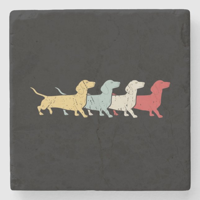 Dachshund Retro-Vintage Stenunderlägg (Framsidan)