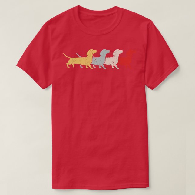 Dachshund Retro-Vintage T Shirt (Design framsida)