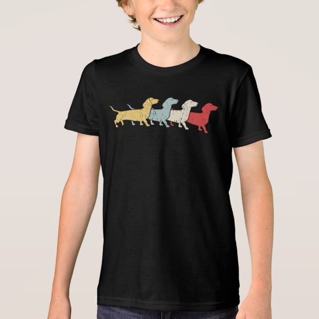 Dachshund Retro-Vintage T Shirt (Framsida)