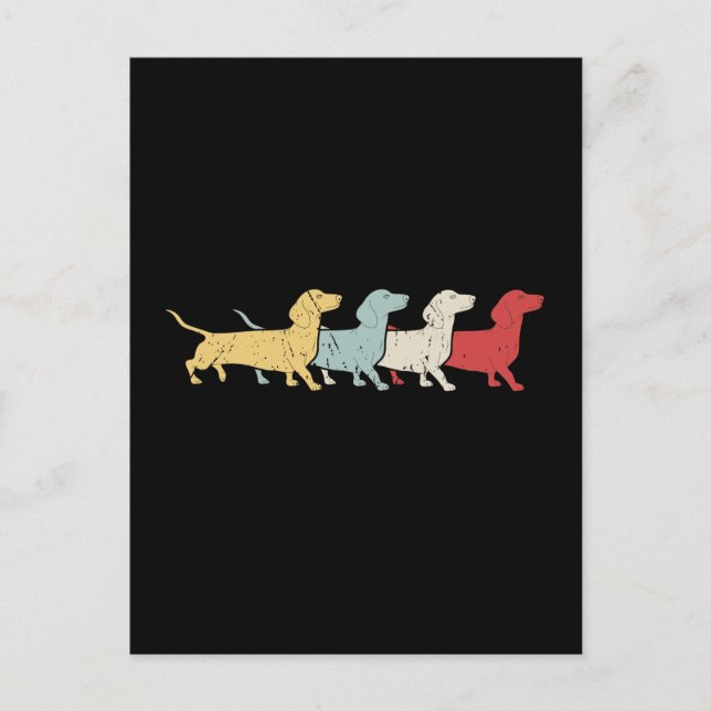 Dachshund Retro-Vintage Vykort (Framsida)
