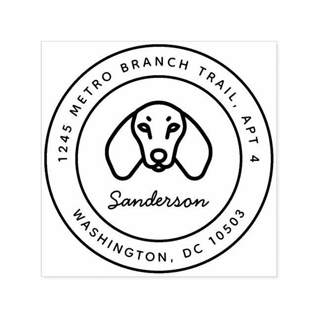 Dachshund Returadress Frimärke Self-Inking Självfärgande Stämpel (Design)