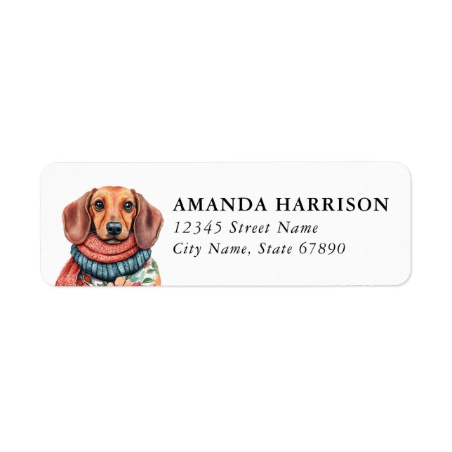 Dachshund Returadressetiketter Returadress Etikett (Framsidan)
