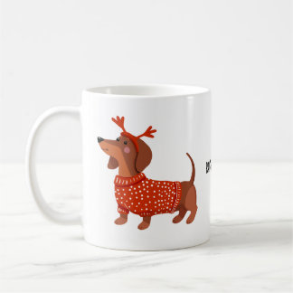 Dachshund röd tröja sausage hund älskare kaffe kaffemugg