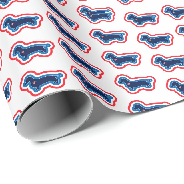 Dachshund Röd Vit Och Blå 4:e Juli Presentpapper (Rullad Hörn)
