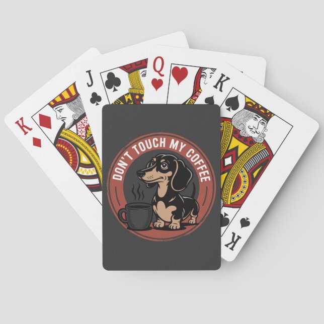 Dachshund Rör Inte Mitt Kaffe Casinokort (Baksidan)