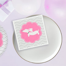 Dachshund Rosa Baby Shower Fest Servetter