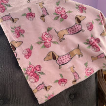 Dachshund Rosa Blommigt Blanket Wiener Hund Kärlek