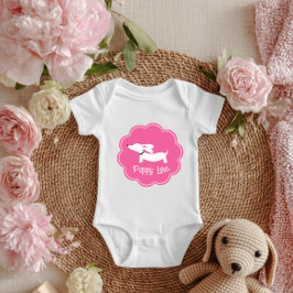Dachshund Rosa Flickaktigt Puppy Kärlek T Shirt