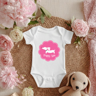 Dachshund Rosa Flickaktigt Puppy Kärlek T Shirt