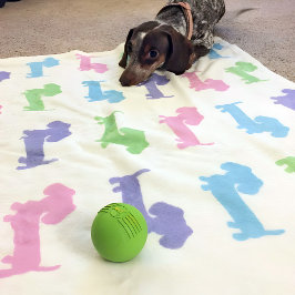 Dachshund Rosa Lila Blue Grönt Pastels Blanket Fleecefilt