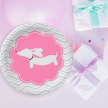 Dachshund Rosa Pappers Tallrikar Doxie Baby Shower