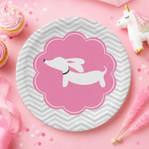Dachshund Rosa Pappers Tallrikar Doxie Babyfirande