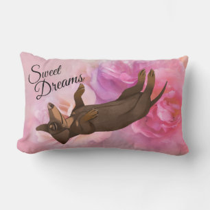 Dachshund Rosa ros Sweet Dreams Pillow Lumbarkudde