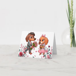 Dachshund Rosor Alla Hjärtans Dag-kort Kort