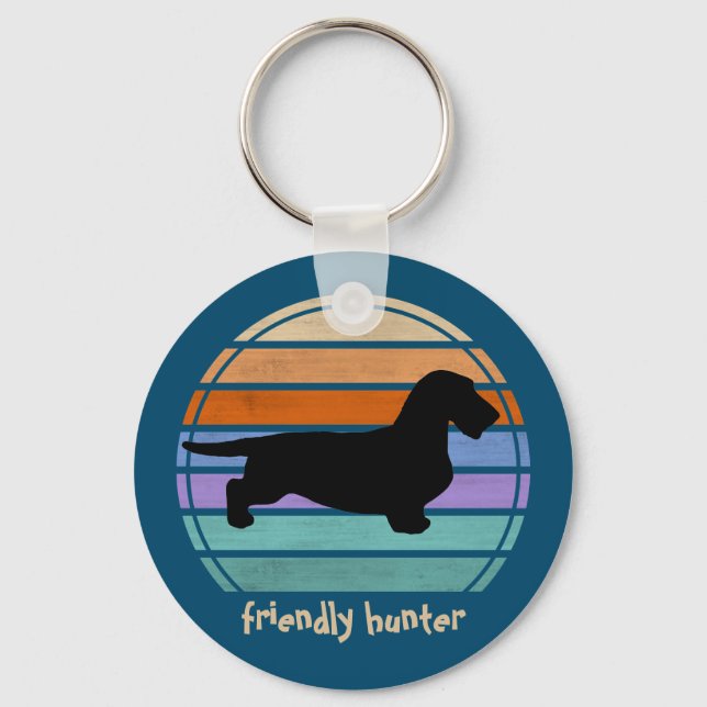 Dachshund Rough Hair - Silhouette 1 Nyckelring (Framsida)