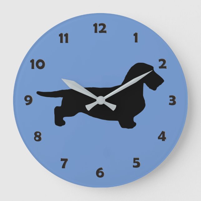 Dachshund Rough Hair - Silhouette 1 Stor Klocka (Framsida)