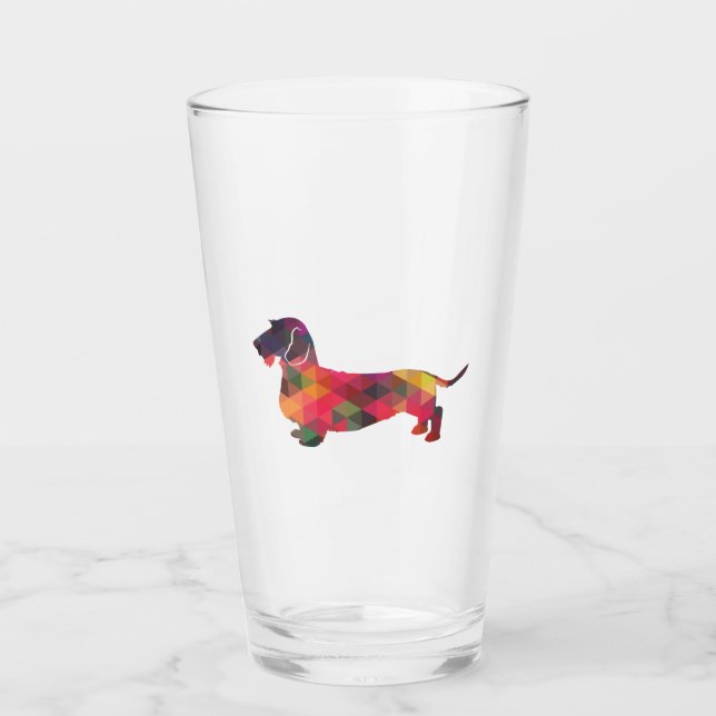 Dachshund Rough Jackat Geo Silhouette Multi Glaskopp (Framsida)