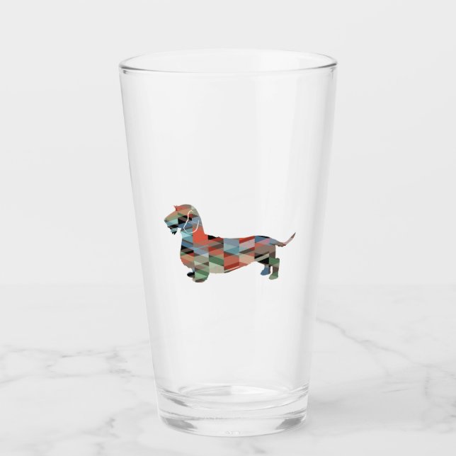 Dachshund Rough Jackat Geo Silhouette Play Glaskopp (Framsida)