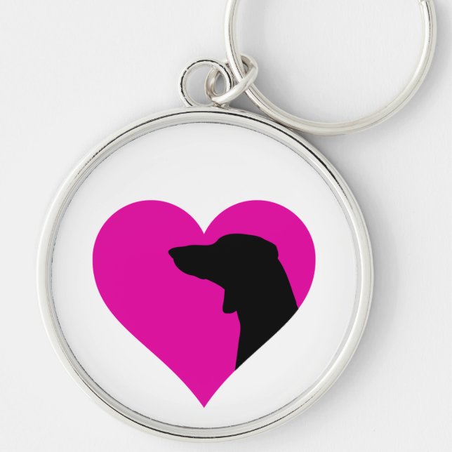 Dachshund Rund Silverfärgad Nyckelring (Framsidan)