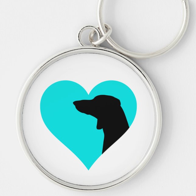 Dachshund Rund Silverfärgad Nyckelring (Framsidan)