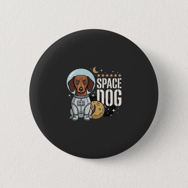 Dachshund Rymd Hund Astronaut Vektor Knapp (Framsida)