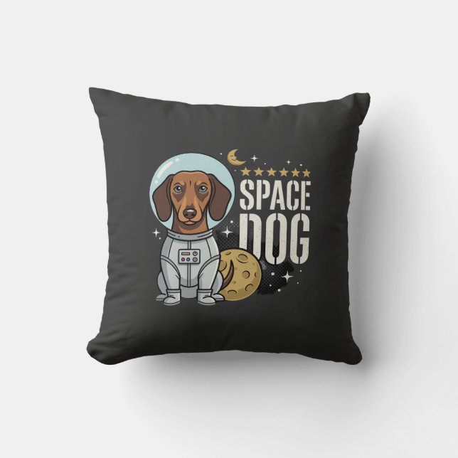 Dachshund Rymd Hund Astronaut Vektor Kudde (Framsida)