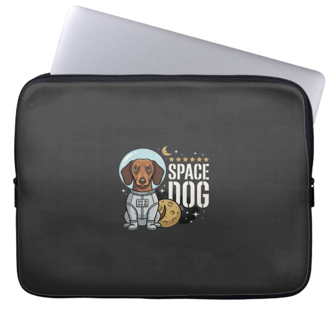 Dachshund Rymd Hund Astronaut Vektor Laptop Fodral (Framsidan)