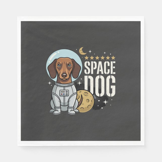 Dachshund Rymd Hund Astronaut Vektor Pappersservett (Framsidan)