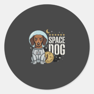 Dachshund Rymd Hund Astronaut Vektor Runt Klistermärke