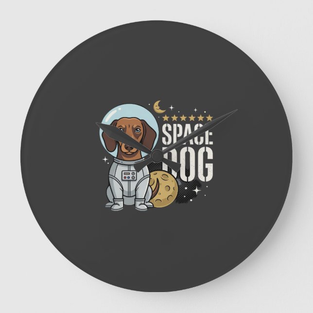 Dachshund Rymd Hund Astronaut Vektor Stor Klocka (Framsida)