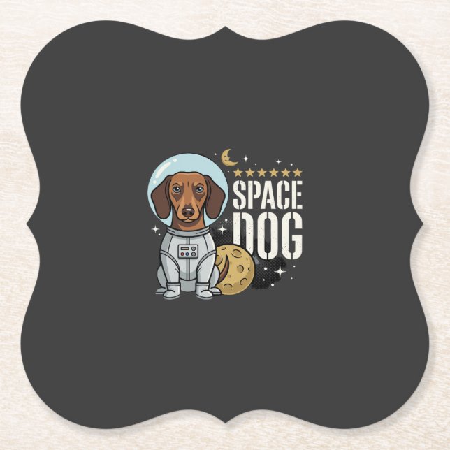 Dachshund Rymd Hund Astronaut Vektor Underlägg Papper (Framsida)