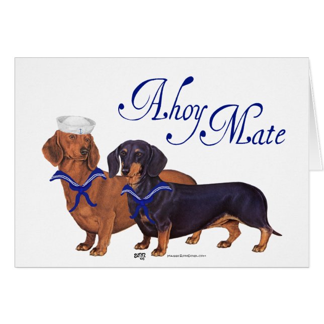 Dachshund Sailors Hälsningskort (Framsidan Horizontal)
