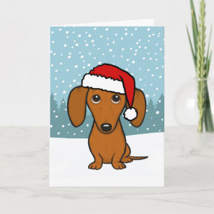 Dachshund Santa Cute Wiener Hund jul Helgkort