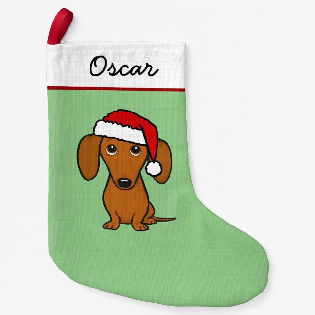 Dachshund Santa Cute Wiener Hund Liten Julstrumpa (Framsidan)
