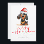 Dachshund Santa Hat 2025 Calendar God jul Julkort<br><div class="desc">Dachshund Santa Hat 2025 Calendar God jul. Tillgänglig digitalt och utskriven. Festiv utmärkelse för din helgdag, med den här roligten designad med en söt weiner hund i hans julhatt. God jul befinner sig i ett modernt skript och anpassar sig lätt under hälsning och namn. En handfull kalender för 2025 är...</div>