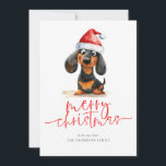 Dachshund Santa Hat 2025 Calendar God jul Julkort<br><div class="desc">Dachshund Santa Hat 2025 Calendar God jul. Tillgänglig digitalt och utskriven. Festiv utmärkelse för din helgdag, med den här roligten designad med en söt weiner hund i hans julhatt. God jul befinner sig i ett modernt skript och anpassar sig lätt under hälsning och namn. En handfull kalender för 2025 är...</div>